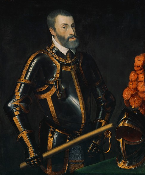 A portrait of Charles V in armor rise and fall of the Habsburgs