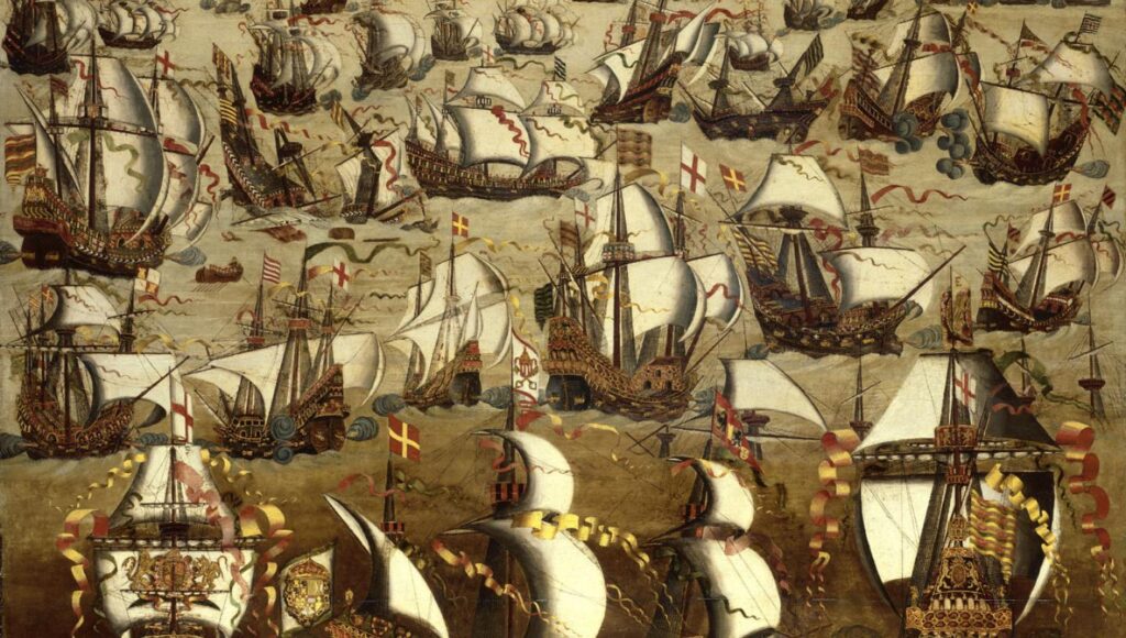 An illustration of the Spanish Armada rise and fall of the Habsburgs