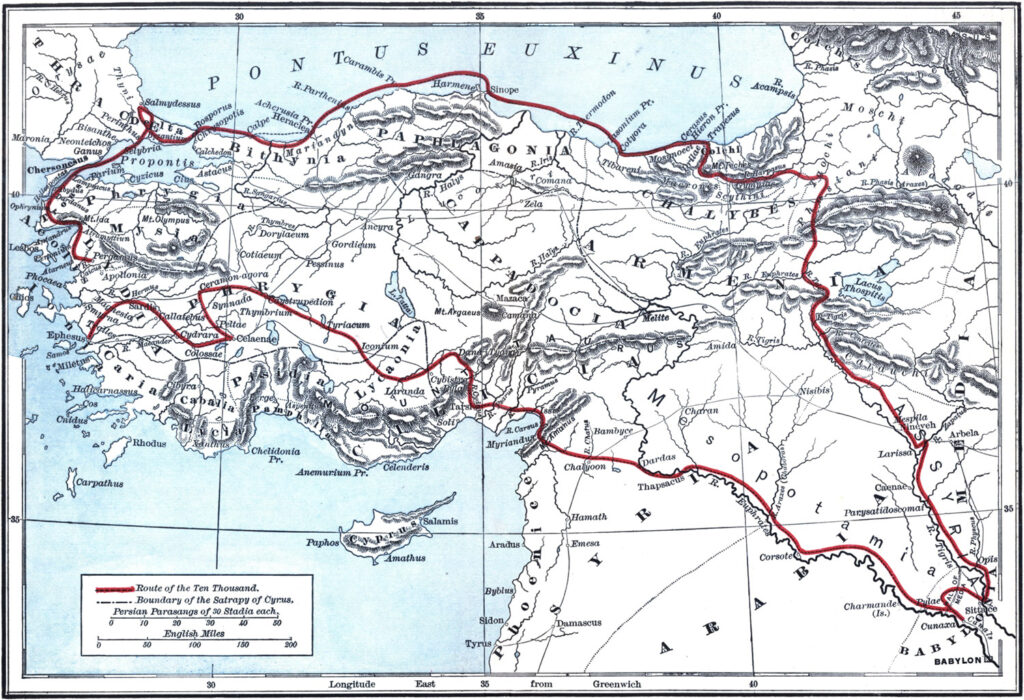 Route taken by Xenophon and the Ten Thousand (Source: PeopleOfAr)