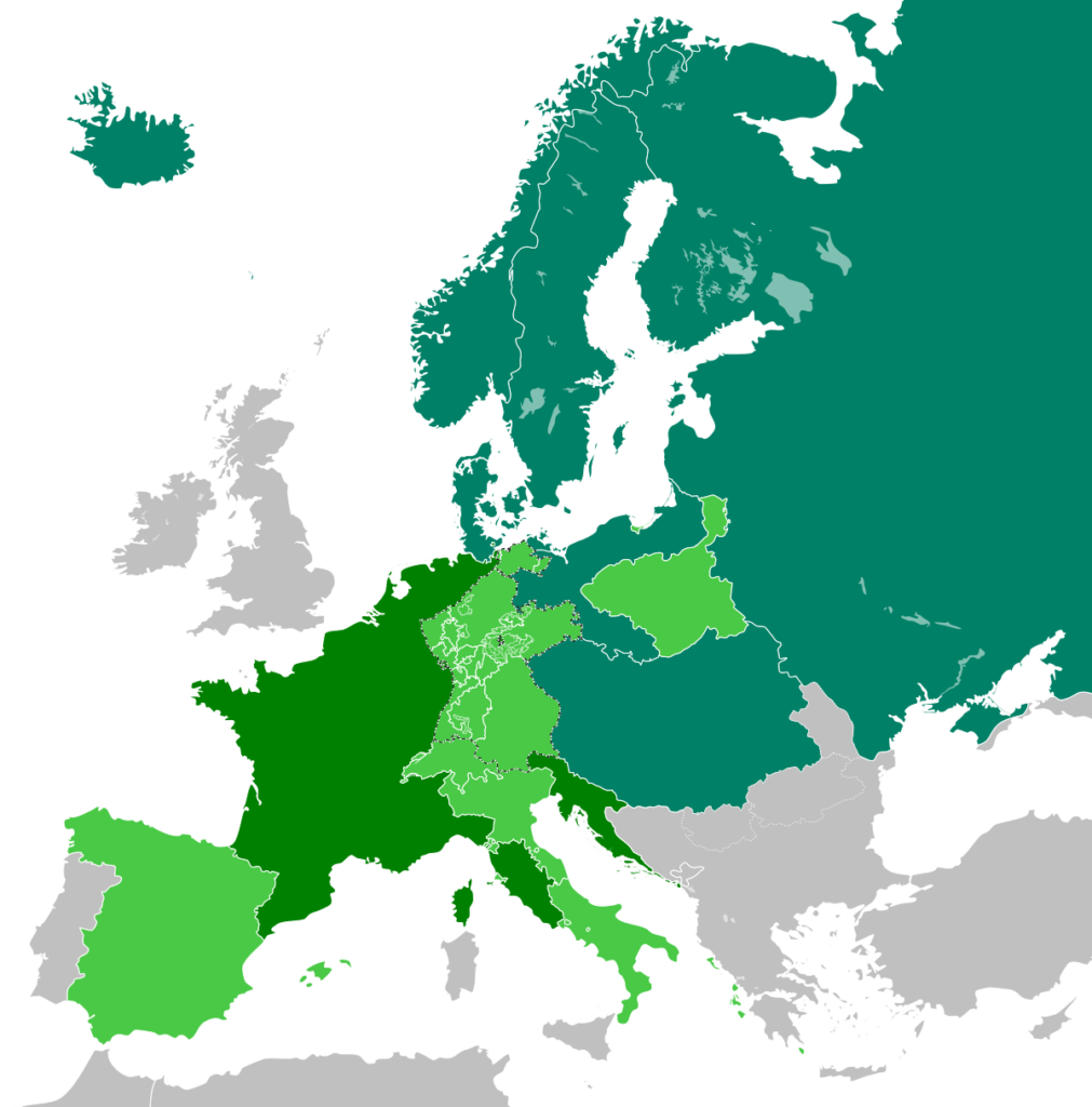 All the participants of Napoleon's Continental System at its height. (Source: Wikipedia)